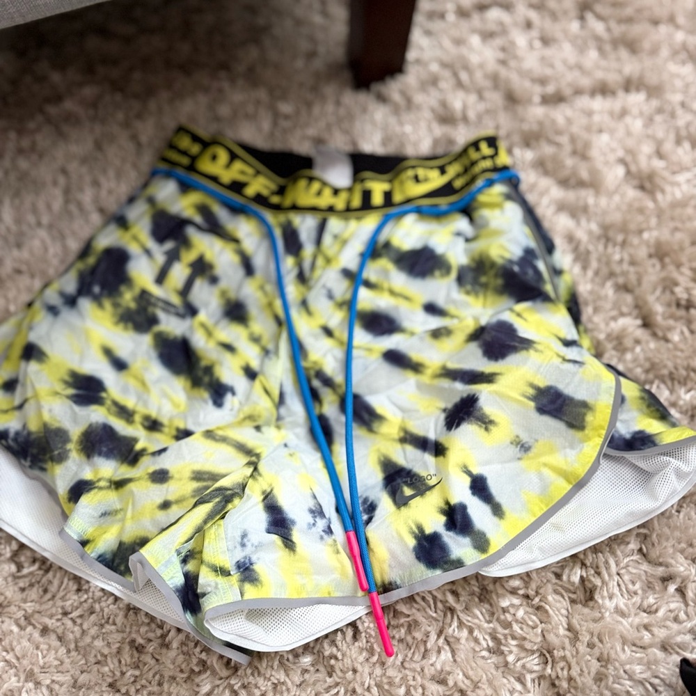 Off-White Yellow and Black Tie-Dye Shorts